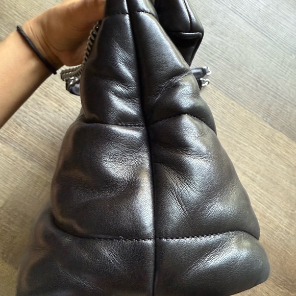 Saint Laurent Lambskin Quilted Monogram Medium Loulou Puffer Chain Satchel Black - Picture 4 of 16